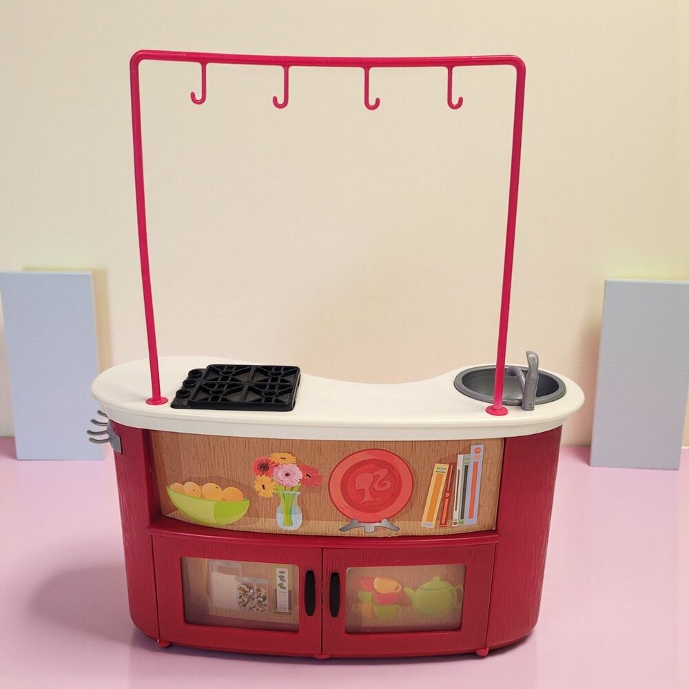 Barbie I Can Be A TV Chef N0301 Cooking Set Counter & Pot Rack *Minor Flaw*